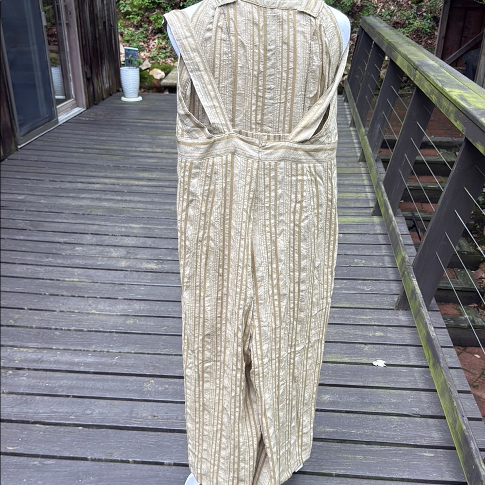 Hem & Thread Tan Striped Jumpsuit - Picture 4 of 8